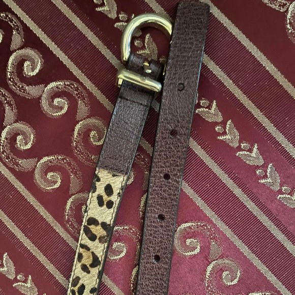 Vintage S Oscar la Renta Genuine Cowhide Leather Cheetah Belt Brown Beige Gold main image 9